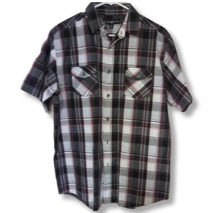 COPY - 👍Beverly Hills Polo Club Men's Shirt,Plaid Short Sleeves Button Up ( M )